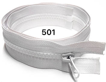 Блискавка Біла №5 100см тракторна роз'ємна з одним бігунком