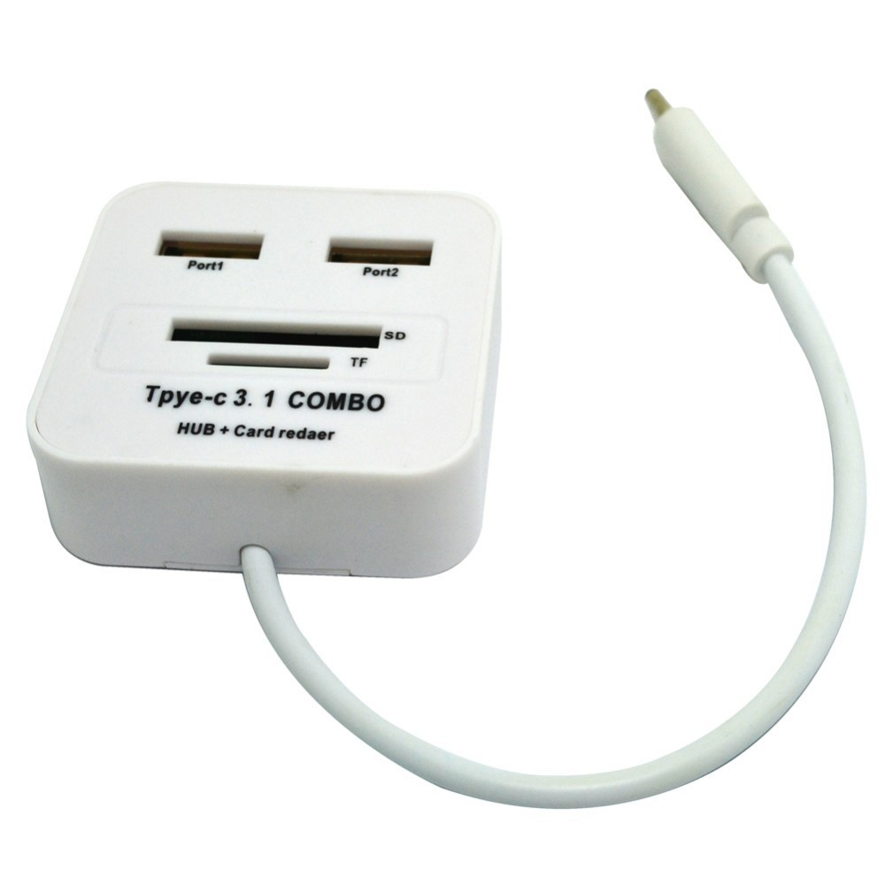 Новий формат, адаптатор USB 3.1 Type C на USB 2.0 на 2 порт + SD Card Reader для Macbook 