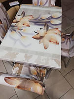 Розкладний стіл обідній кухонний комплект стіл і стільці 3D малюнок 3д "Квіти лотос" ДСП скло 60*90 Лотос-М