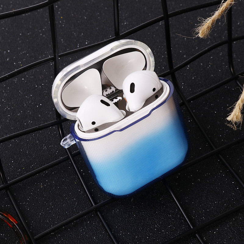 Протиударний чохол - Airpods Apple. Силікон. Прозорий градієнт. Блакитний