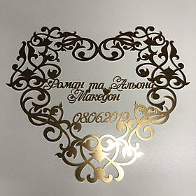Весільна монограма в формі серця з іменами та датою Manific Decor