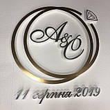 Весільна монограма у формі каблучки з ініціалами та датою з дзеркального пластику  Manific Decor, фото 2