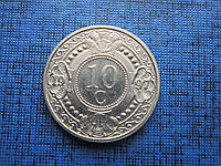 Монета 10 центов Нидерландские Антильские острова Антилы 1992 1991 два года цена за 1 монету