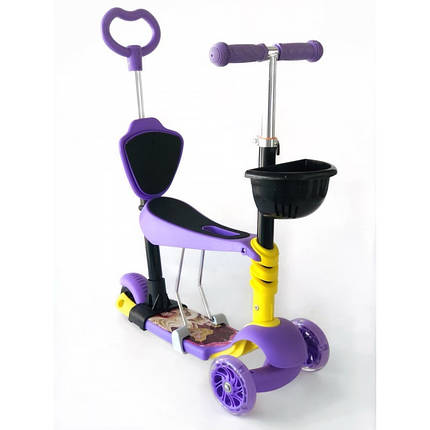 Самокат-біговел 5 в 1 QD ScooTer PH5 з ручкою тримачем і кошиком різні кольори, фото 1