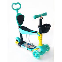 Самокат-біговел 5 в 1 QD ScooTer PH5 з ручкою тримачем і кошиком різні кольори, фото 2