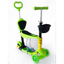Самокат-біговел 5 в 1 QD ScooTer PH5 з ручкою тримачем і кошиком різні кольори, фото 5
