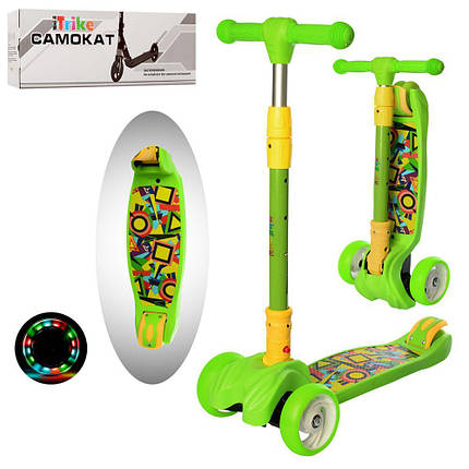 Самокат дитячий з принтом iTrike JR 3-060-11-GR для хлопчика від 3 років, фото 1