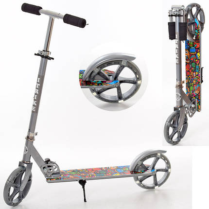 Самокат складаний від 5 років iTrike SR 2-010-1-G-L підніжка сірий колір, фото 1