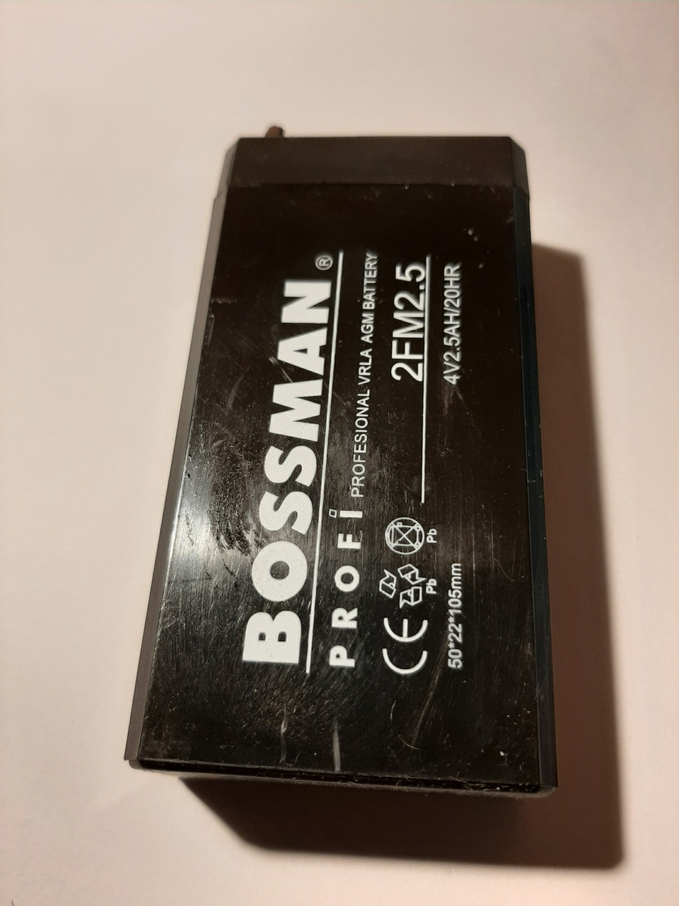 Акумулятор BOSSMAN Profi 4V 2.5Ah свинцево-кислотний для ліхтарів, AGM