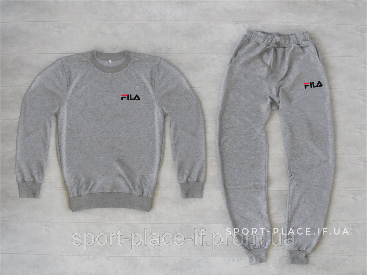 Чоловічий спортивний костюм Fila (Філа) світло сірий , світшот штани (толстовка худі лонгслив)