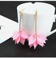 Жіночі сережки гвоздики "Квіточки" рожеві