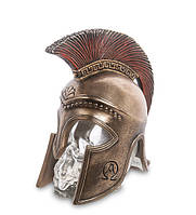 Статуэтка-емкость Veronese Спартанский шлем на стеклянном черепе 14 см 1906350