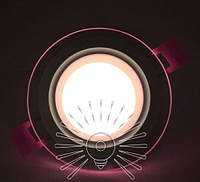 Встраиваемый LED Cветильник Сияние Lemanso LM1037 круг + стекло 9W 4500K + розовый 450Lm