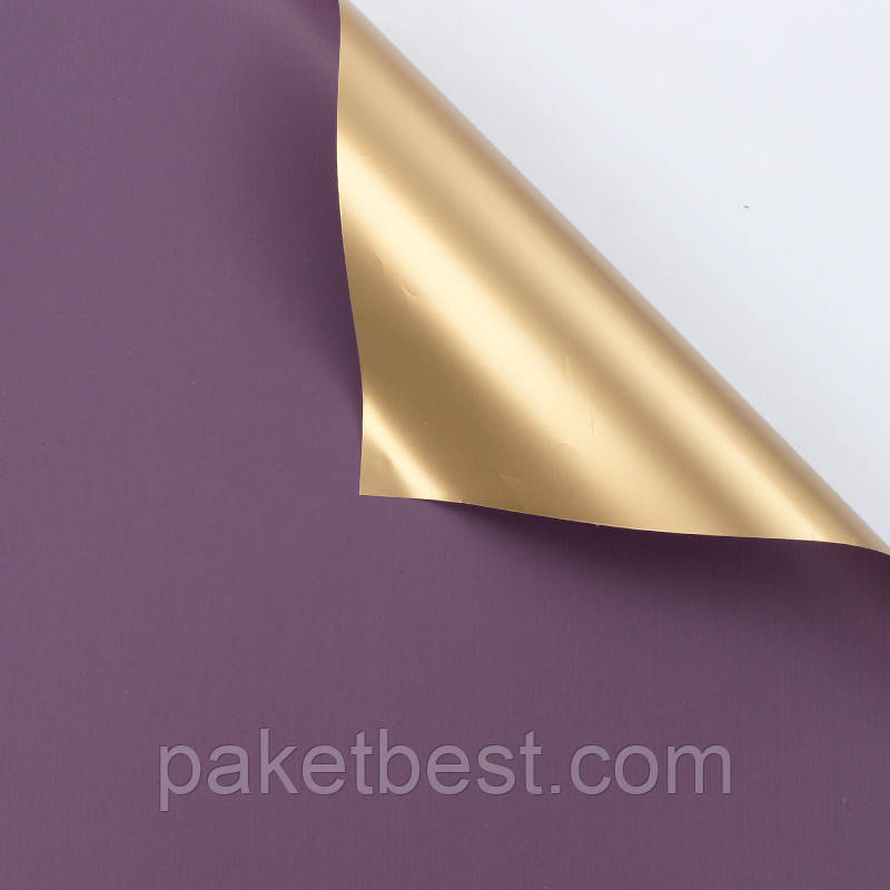 Калька для квітів двостороння ( 58х58 см) 20 штук (Золото-фіолет), фото 1