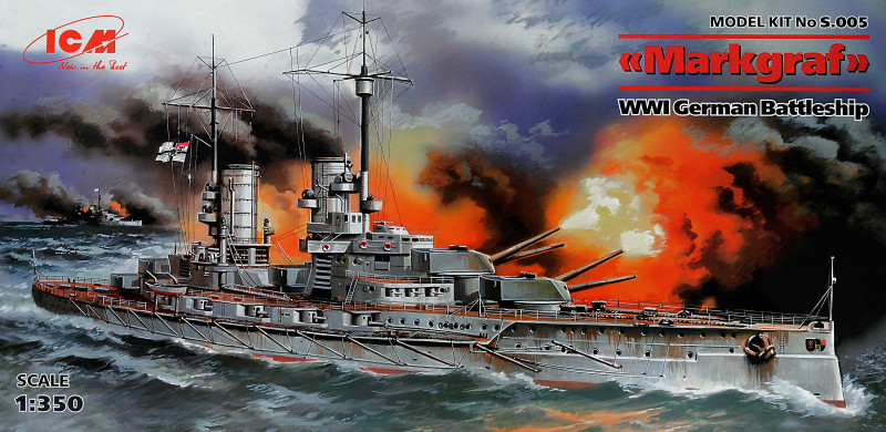 Німецький лінкор Markgraf. Збірна модель корабля в масштабі 1/350. ICM S005