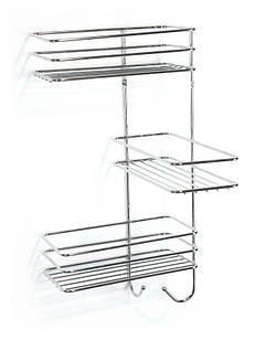 Полка из проволоки угловая 3 ярусная с двумя крючками