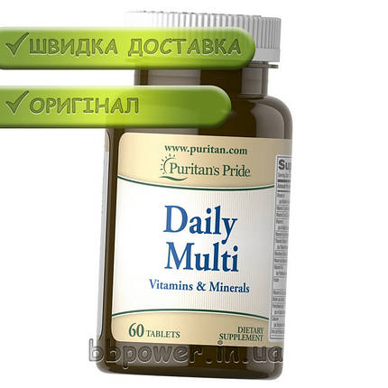 Вітаміни Puritan's Pride Daily Multi 60 таб, фото 2
