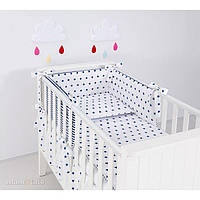 Комплект у дитяче ліжечко Хатка Сині зірки на білому