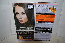 Фарба для волосся Gloris 1.1 (Ісиня-чорний) Для 2 застосувань