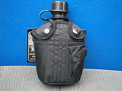 Фляга армійська "US Army bottle" 1 л пластикова в чохлі, чорна. Німеччина Макс Фукс.