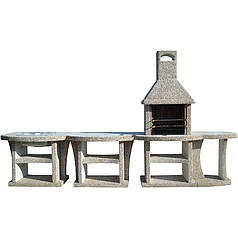 Камін барбекю вуличний "Каїр" з малим і двома великими столами