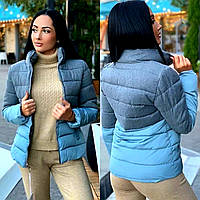 Женская куртка с кармашками "наполнитель холлофайбер, ткань верх шерстяная нить, размер 48