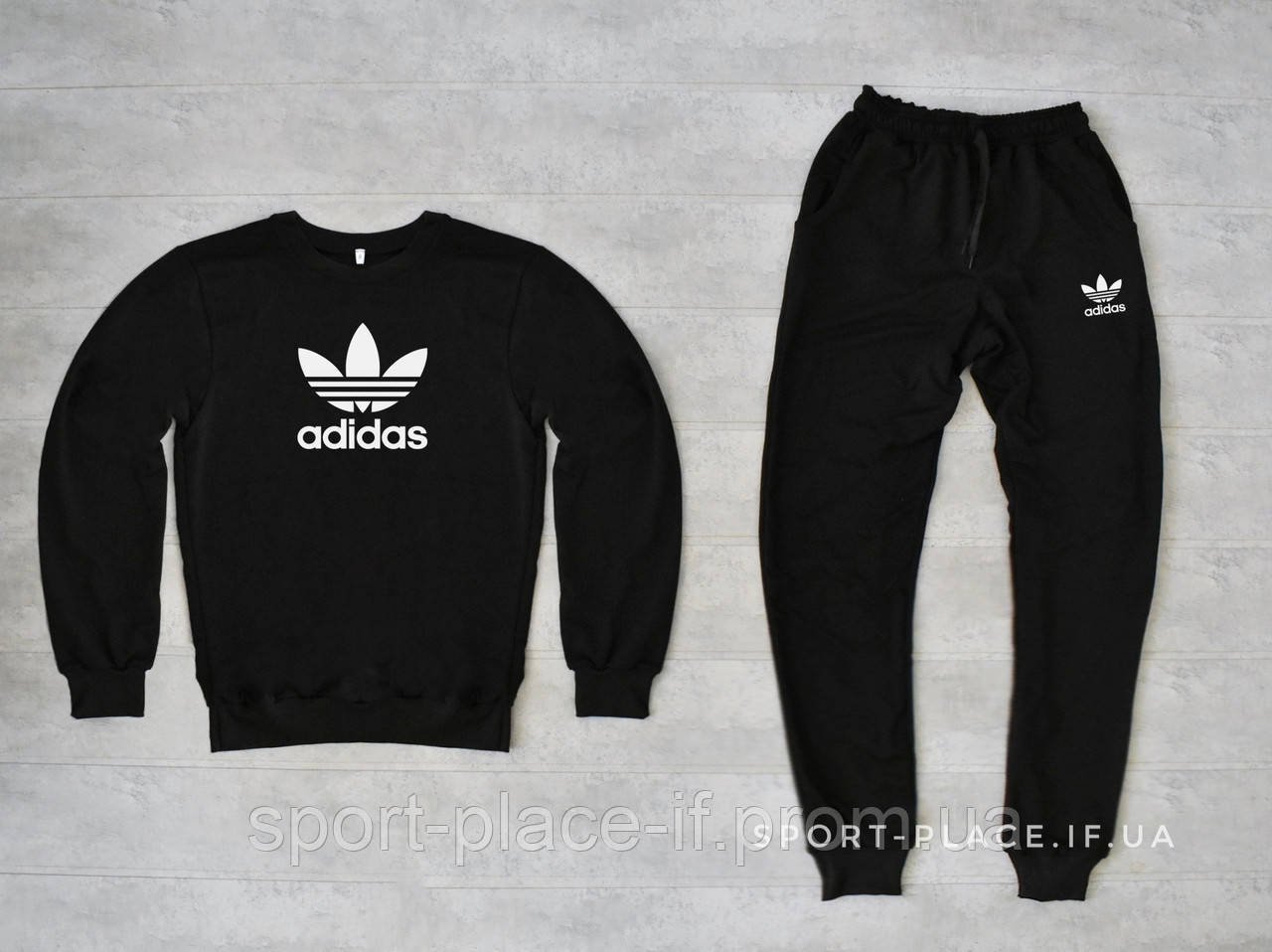 Чоловічий спортивний костюм Adidas (Адідас) чорний , світшот штани (толстовка худі лонгслив)
