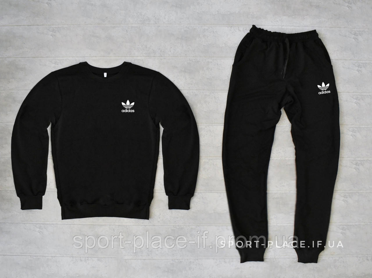 Чоловічий спортивний костюм Adidas (Адідас) чорний , світшот штани (толстовка худі лонгслив)
