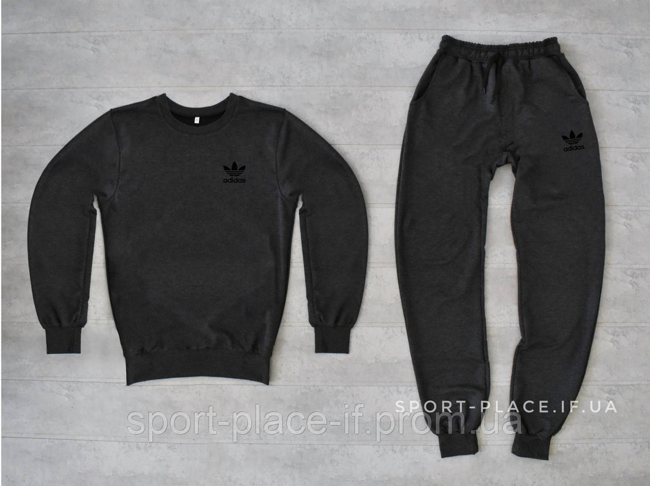 Чоловічий спортивний костюм Adidas (Адідас) темно-сірий, світшот штани (толстовка худі лонгслів)
