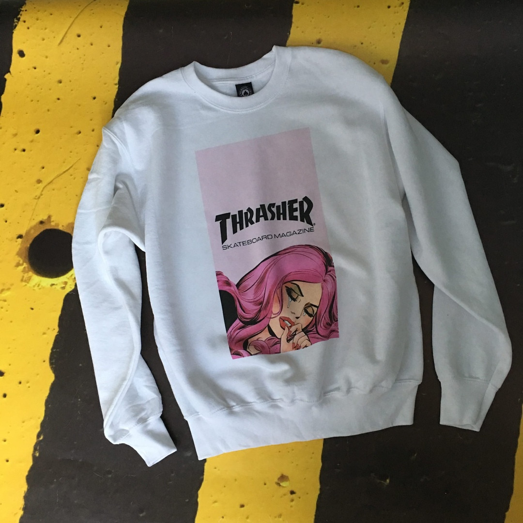 Світшот білий Thrasher Cry Baby • кофта біла трешер XS