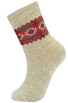 Шкарпетки дитячі демісезонні льон Класік з вишиванкою, 18 розмір