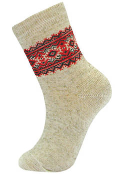 Шкарпетки дитячі демісезонні льон Класік з вишиванкою, 14 розмір