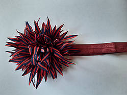 Пов'язка дитяча з квіткою бордова - розмір квітки близько 9 см, окружність 34-46см