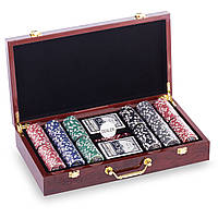 Набор для покера 300 фишек в деревянном кейсе Las Vegas W300: фишки с номиналом, вес 11,5г