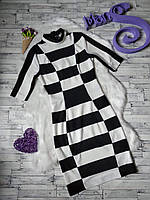 Женское платье H&M черно-белое с шахматным принтом размер XS 42