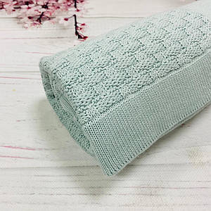 Плед в'язаний ріжок колір м'ятний 90*70 см (90% бавовна, 10% акрил)