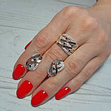 Жіночі сережки зі срібла 925 проби з золотими пластинами 375 проби чорними фіанітами "Наомі", фото 2