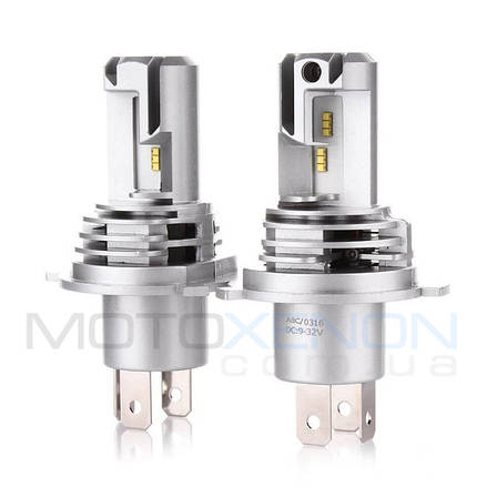 Світлодіодні LED лед лампи M3 (F2 mini) цоколь H4 (ближнє + дальнє) 55W, світло 6000К, фото 1