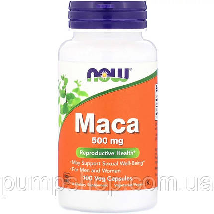 Для підвищення тестостерону Now Foods Maca 500 mg 100 капс., фото 1