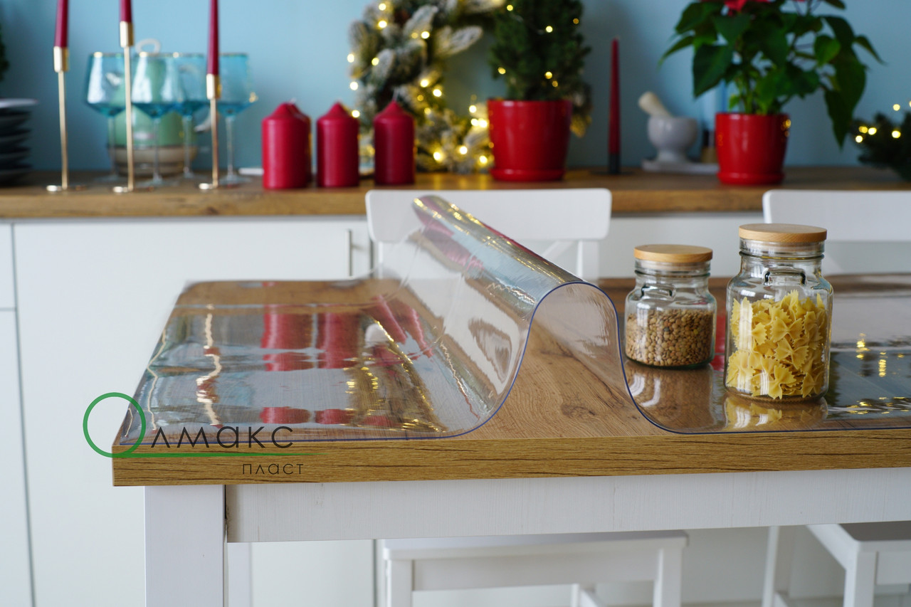 Прозора плівка М'яке скло для захисту меблів, товщина 1300 мкм (1,3 мм)