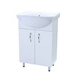Тумба підлогова Лотос-55 біла з умивальником Солас 56
