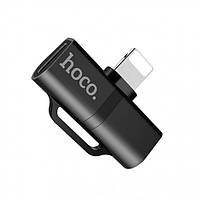 Перехідник HOCO LS20 аудіо конвертер Dual Lightning Audio 2A Black