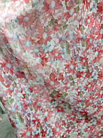 Тюль під льон (кисея) "Хризантеми", колір No 2