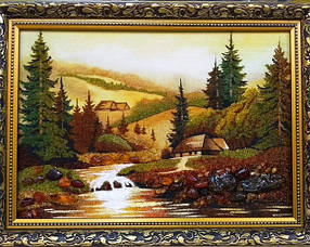 Картина з бурштину "Горний пейзаж"