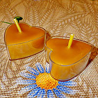 Воскова чайна свічка Валентинка 14г в пластиковому прозорому контейнері, натуральний бджолиний віск