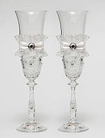 Свадебные бокалы "Винтажный шик", ручная работа, белые, 2 шт (арт. SA-231)
