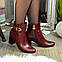 Жіночі бордові туфлі на невисокому каблуці, фото 4