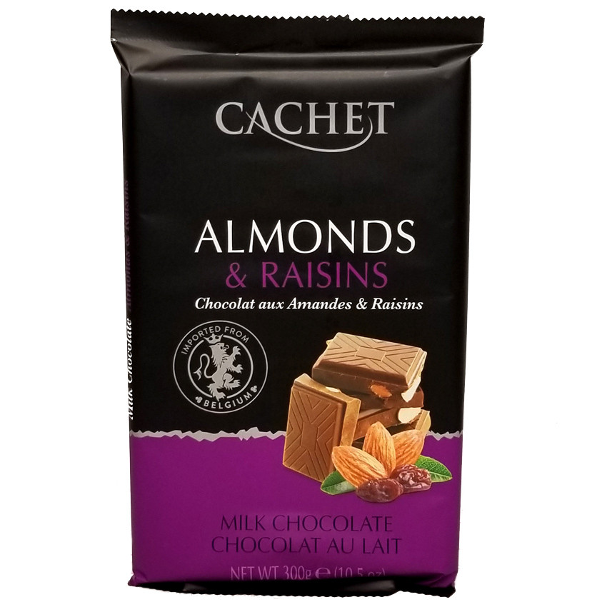 Cachet Almonds Raisins молочний з мигдалем і родзинками, 300г