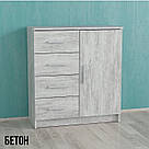 Комод для речей із 4 шухлядами та 3 закритими полицями з дверцями з ламінованого ДСП Сучасні комоди у спальню, фото 4