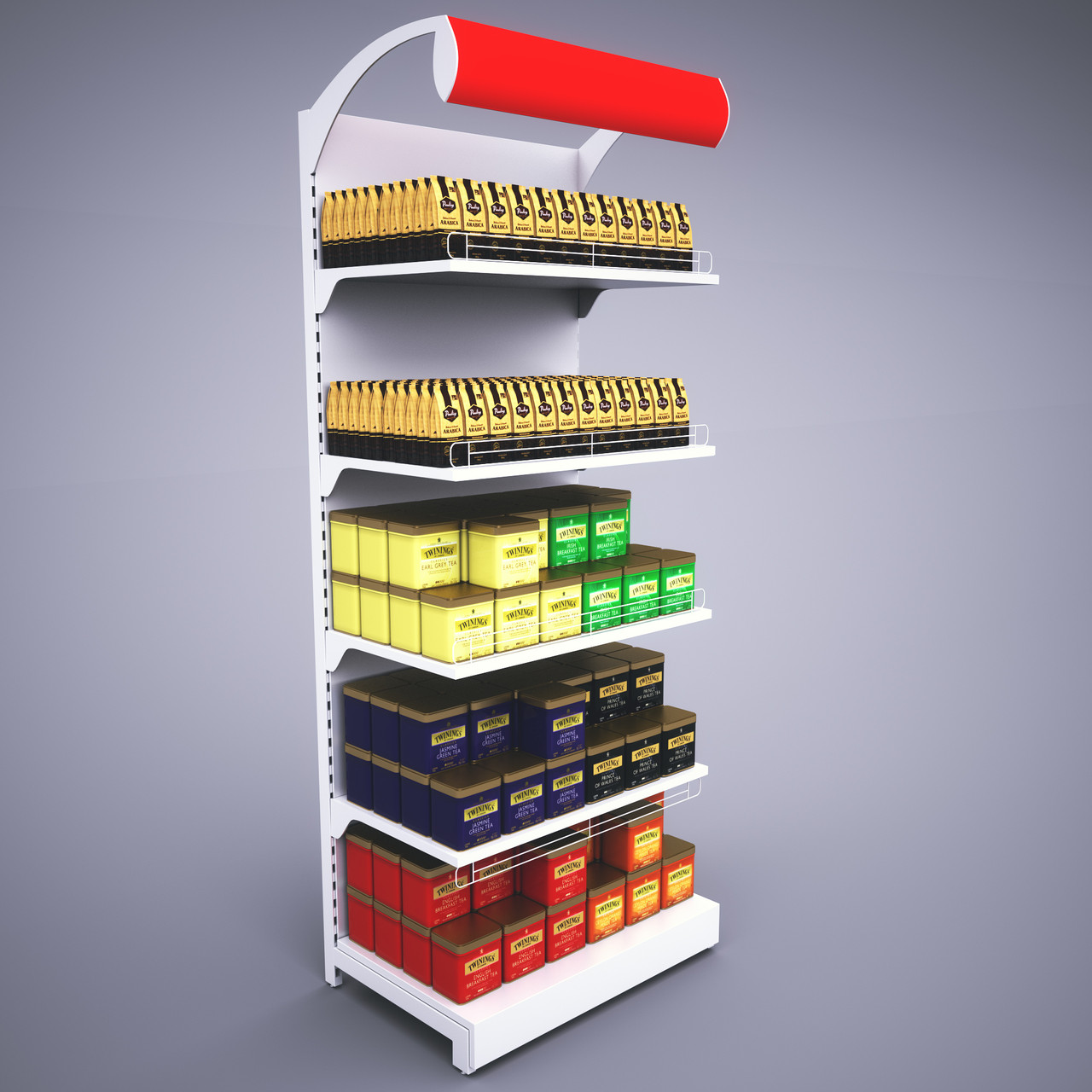 Односторонній торговий стелаж з 5 полицями GOLDISPLAY, фото 1